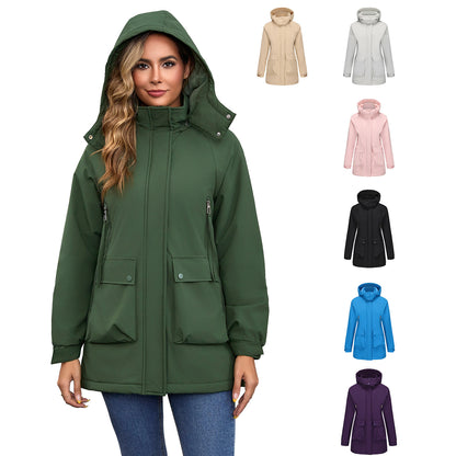 Zanlo Women’s waterproof padded parka coat in solid colour front view